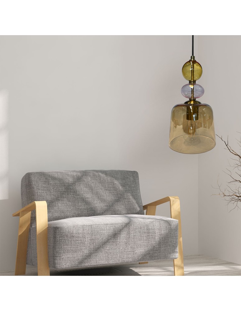Light Prestige Lampa wisząca Tropea 1xE27 bursztynowa, mała LP-2004/1P S AM Light Prestige Lampa wisząca Tropea 1xE27 bursztynowa, mała LP-2004/1P S AM
