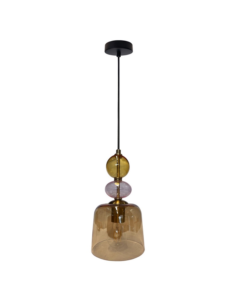 Light Prestige Lampa wisząca Tropea 1xE27 bursztynowa, mała LP-2004/1P S AM Light Prestige Lampa wisząca Tropea 1xE27 bursztynowa, mała LP-2004/1P S AM