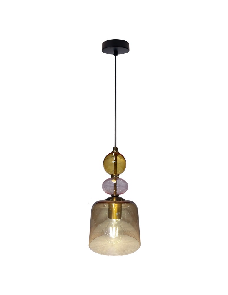 Light Prestige Lampa wisząca Tropea 1xE27 bursztynowa, mała LP-2004/1P S AM Light Prestige Lampa wisząca Tropea 1xE27 bursztynowa, mała LP-2004/1P S AM