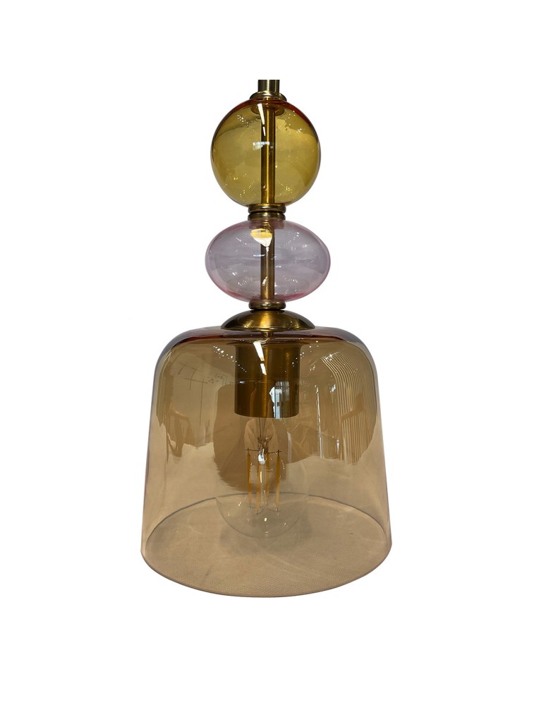 Light Prestige Lampa wisząca Tropea 1xE27 bursztynowa, mała LP-2004/1P S AM Light Prestige Lampa wisząca Tropea 1xE27 bursztynowa, mała LP-2004/1P S AM