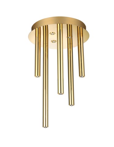 Azzardo ILIOS 5 Sufitowa 3-STEP DIMM GO Złoty Połysk 8xLED 3 Tryby Jasności Rurki Sople AZ5751