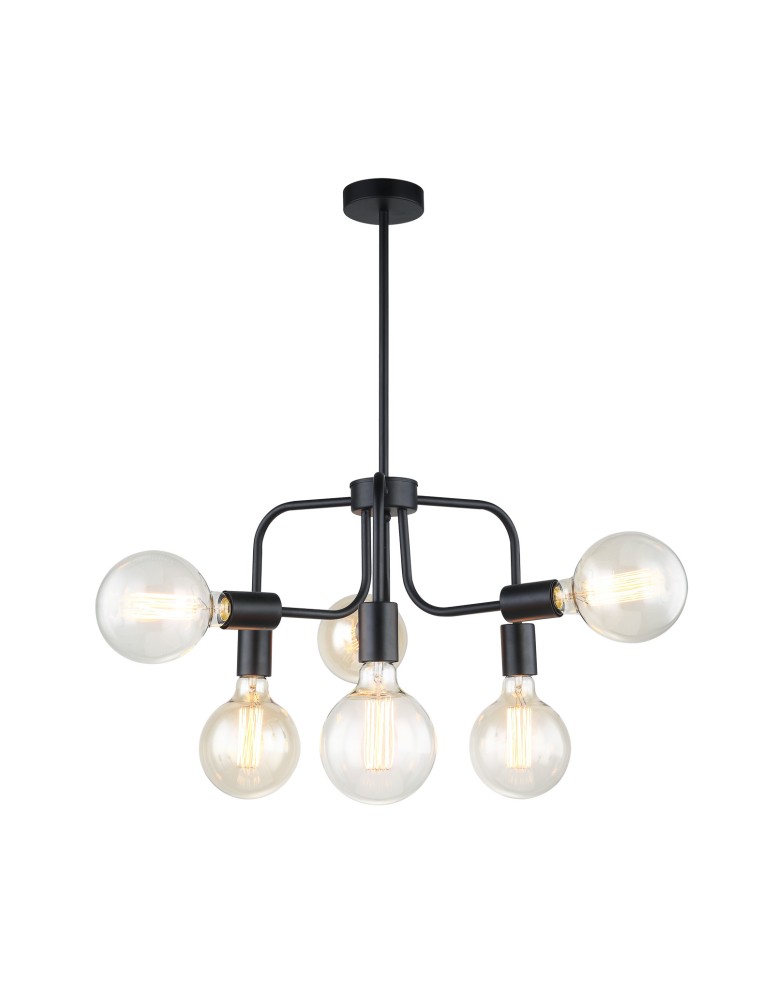 Lampy wiszące loftowe - ITALUX Kristy Wisząca 6xE27 MDM-3678/6 BK - produkt kolory-swiatla.pl 1