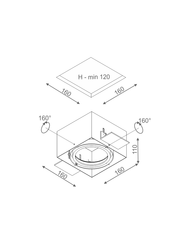 Lampy podtynkowe bezramkowe - trimless - Aqform SQUARES 111x1 trimless 230V Wpust 37511-0000-U8-PH - product kolory-swiatla.pl 2