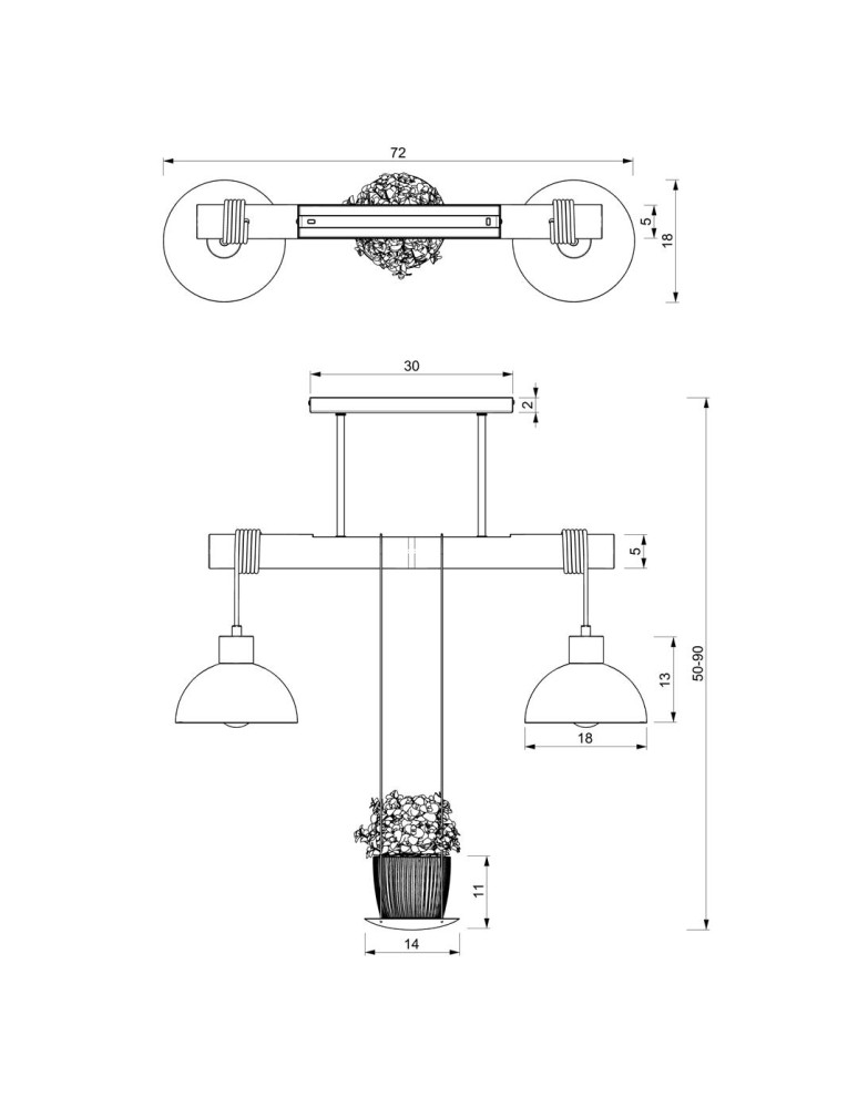 Milagro Lampa wisząca PIANTA 2xE27 MLP7998 Milagro Lampa wisząca PIANTA 2xE27 MLP7998