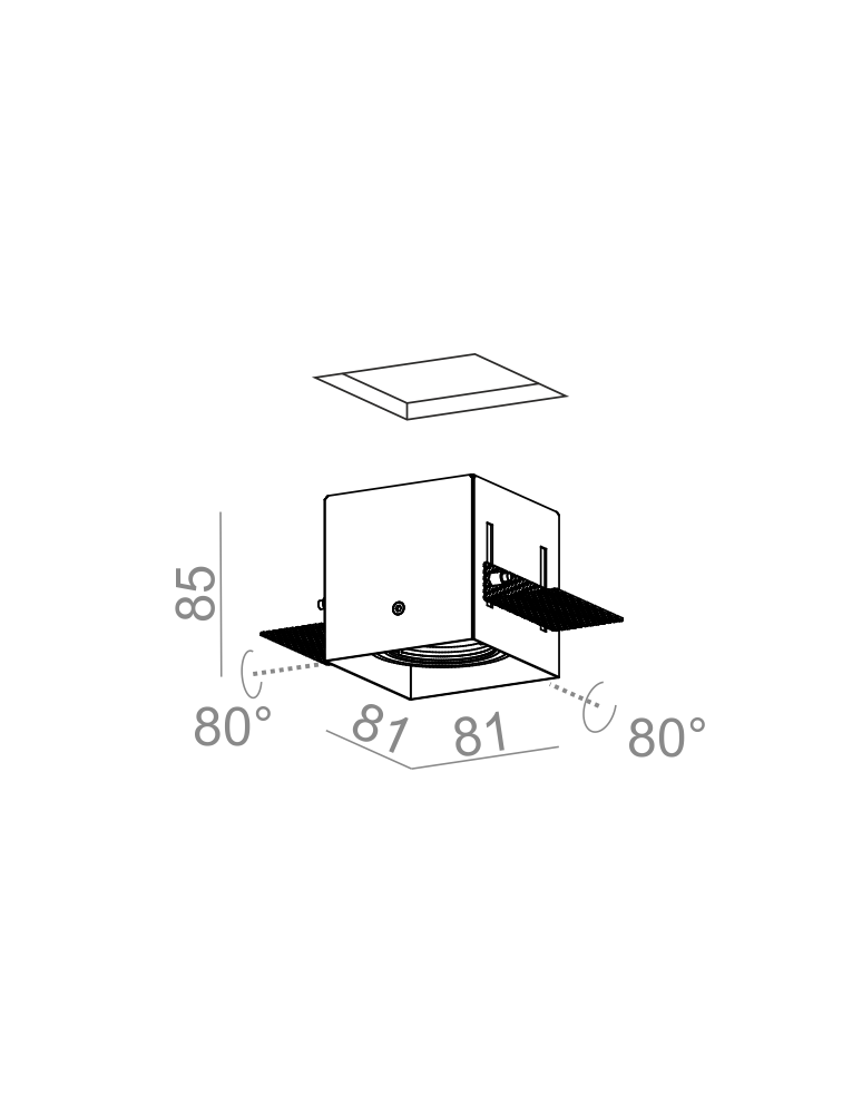 Lampy podtynkowe bezramkowe - trimless - Aqform SQUARES 50x1 trimless 230V Wpust 37011-0000-U8-PH - product kolory-swiatla.pl 2