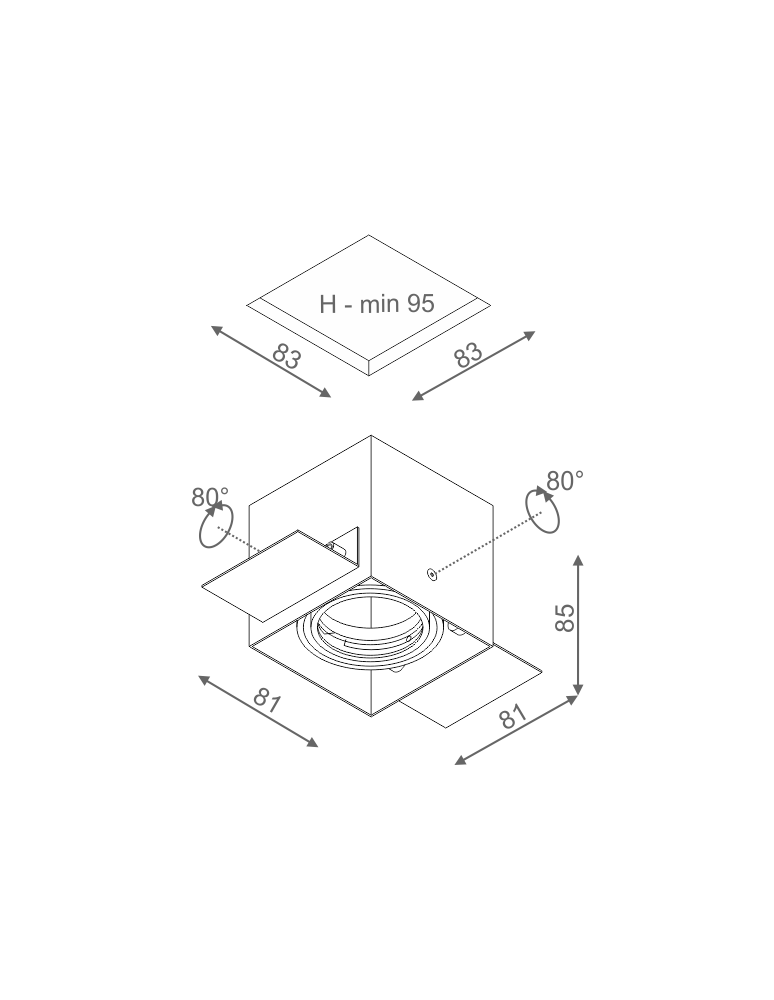Lampy podtynkowe bezramkowe - trimless - Aqform SQUARES 50x1 12V trimless Wpust 35511-0000-T8-PH - product kolory-swiatla.pl 2