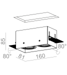 Lampy podtynkowe bezramkowe - trimless - Aqform SQUARES 50x2 trimless 230V Wpust 37012-0000-U8-PH - product 2