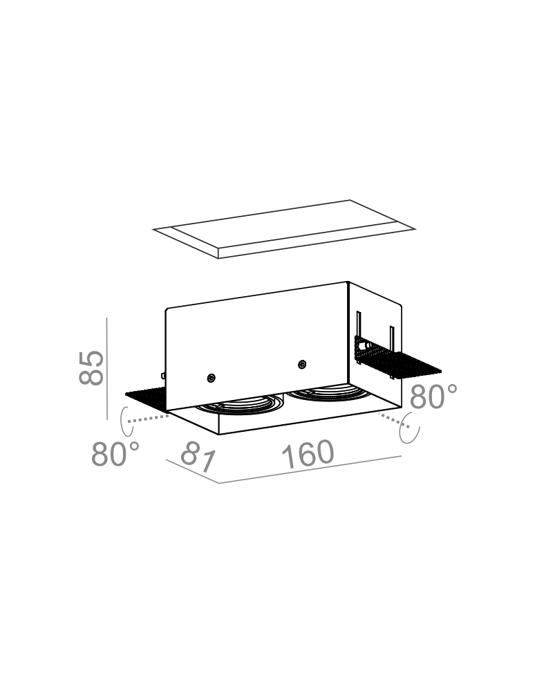 Aqform SQUARES 50x2 trimless 230V Wpust 37012-0000-U8-PH