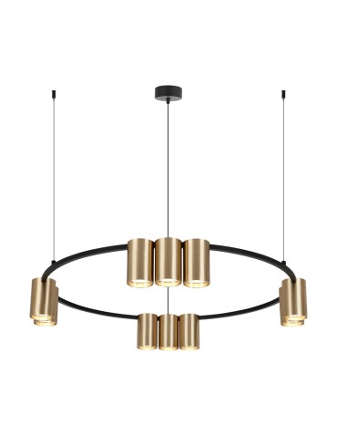 Milagro Lampa wisząca (koło) GENESIS BLACK GOLD 10xGU10 ML0375