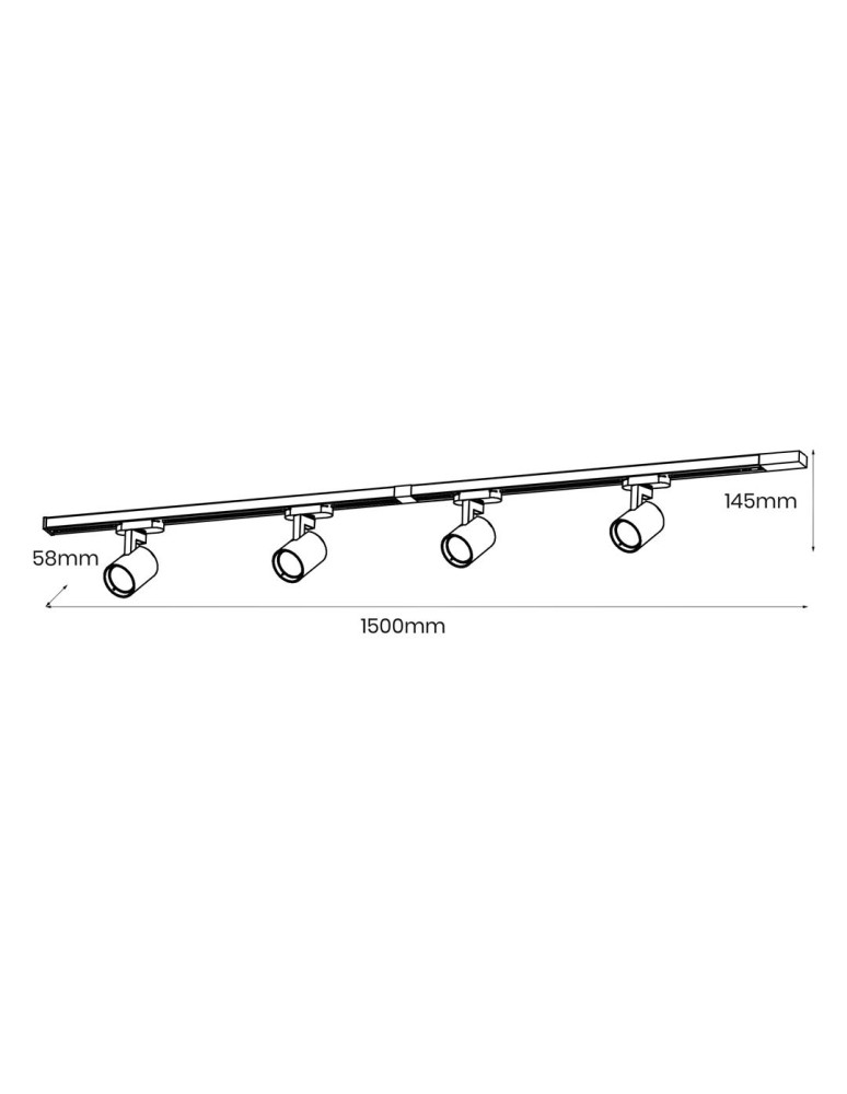 Milagro Zestaw Volf Track Biały 4xGU10 1,5m ML0685 Milagro Zestaw Volf Track Biały 4xGU10 1,5m ML0685