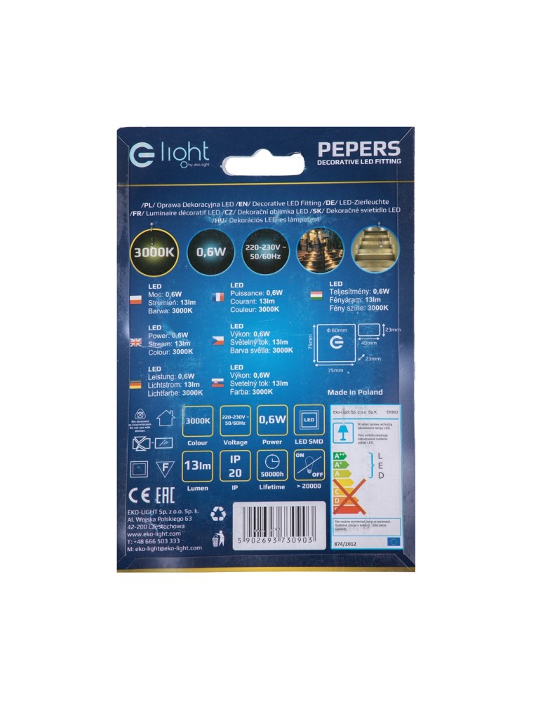 Eko-Light PEPERS Barwa Ciepła 3000K EKS0903 Eko-Light PEPERS Barwa Ciepła 3000K EKS0903