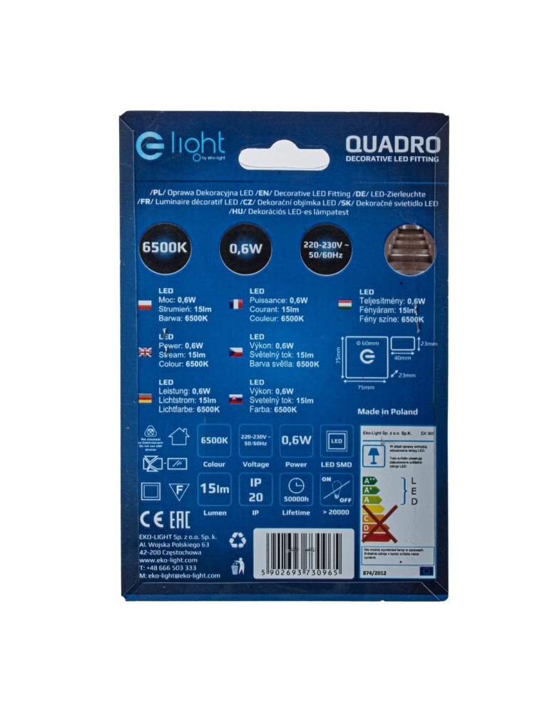 Eko-Light QUADRO Barwa Zimna 6500K EKS0965