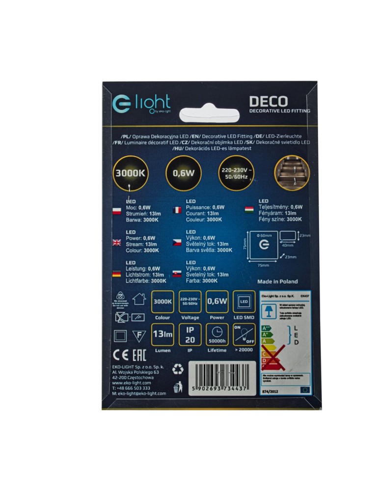 Eko-Light DECO Barwa Ciepła 3000K EKS4437 Eko-Light DECO Barwa Ciepła 3000K EKS4437