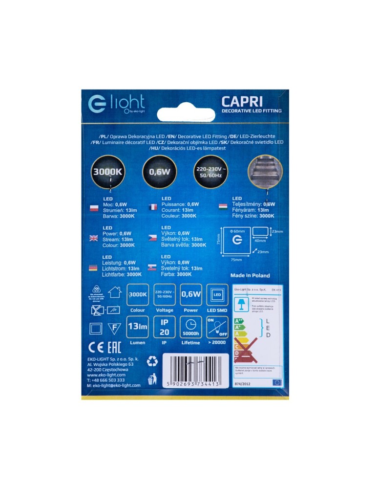 Eko-Light CAPRI Barwa Ciepła 3000K EKS4413 Eko-Light CAPRI Barwa Ciepła 3000K EKS4413