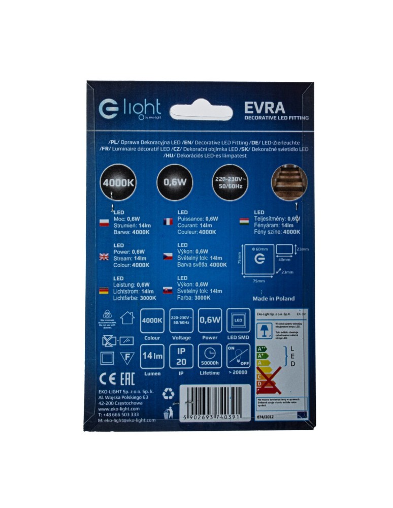 Eko-Light EVRA Barwa Neutralna 4000K EKS0391 Eko-Light EVRA Barwa Neutralna 4000K EKS0391
