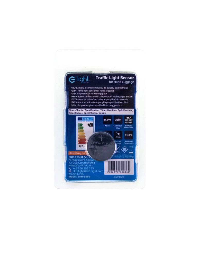 Eko-Light LAMPKA Z SENSOREM RUCHU DO BAGAZU PODRĘCZNEGO 4000K EKB6660 Eko-Light LAMPKA Z SENSOREM RUCHU DO BAGAZU PODRĘCZNEGO 4000K EKB6660