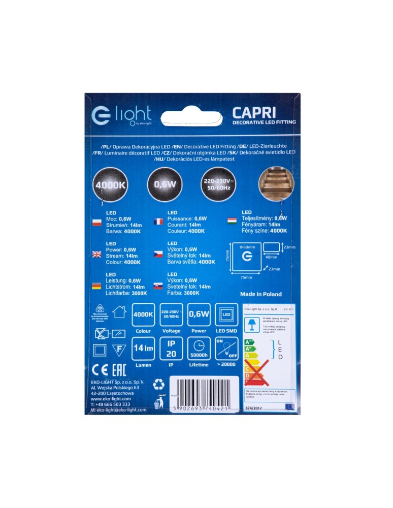 Eko-Light CAPRI Barwa Neutralna 4000k EKS0421 Eko-Light CAPRI Barwa Neutralna 4000k EKS0421