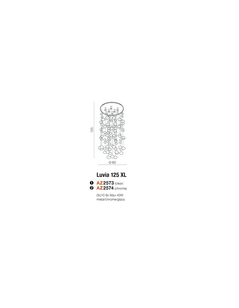 Lampy sufitowe glamour - Azzardo LUVIA XL CLEAR 9xGU10 Sufitowa/Wisząca Przeźroczysty AZ2573 - product kolory-swiatla.pl 3