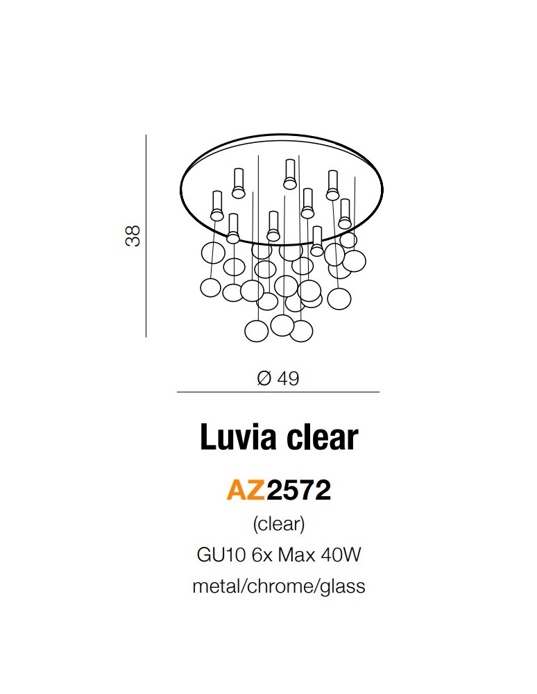 Lampy sufitowe glamour - Azzardo LUVIA CLEAR 6xGU10 Sufitowa/Wisząca Przeźroczysty AZ2572 - product kolory-swiatla.pl 3