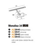 Kinkiety nad obraz - Azzardo MONALISA 34 SATIN NICKEL 1xLED Ścienna Nikiel Satynowy AZ2642 - product 3