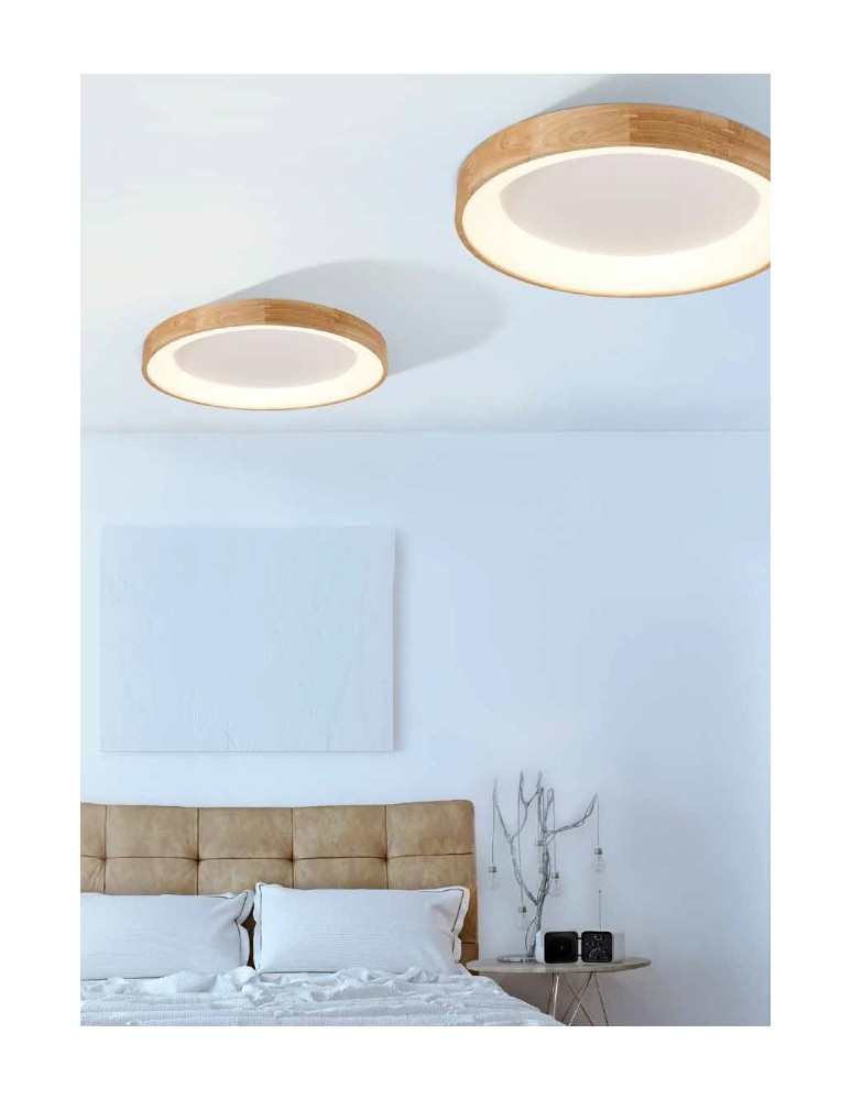 Plafony okrągłe - Azzardo SILVAM 65 TOP 1xLED Sufitowa Drewno/Biały AZ2698 - product kolory-swiatla.pl 2
