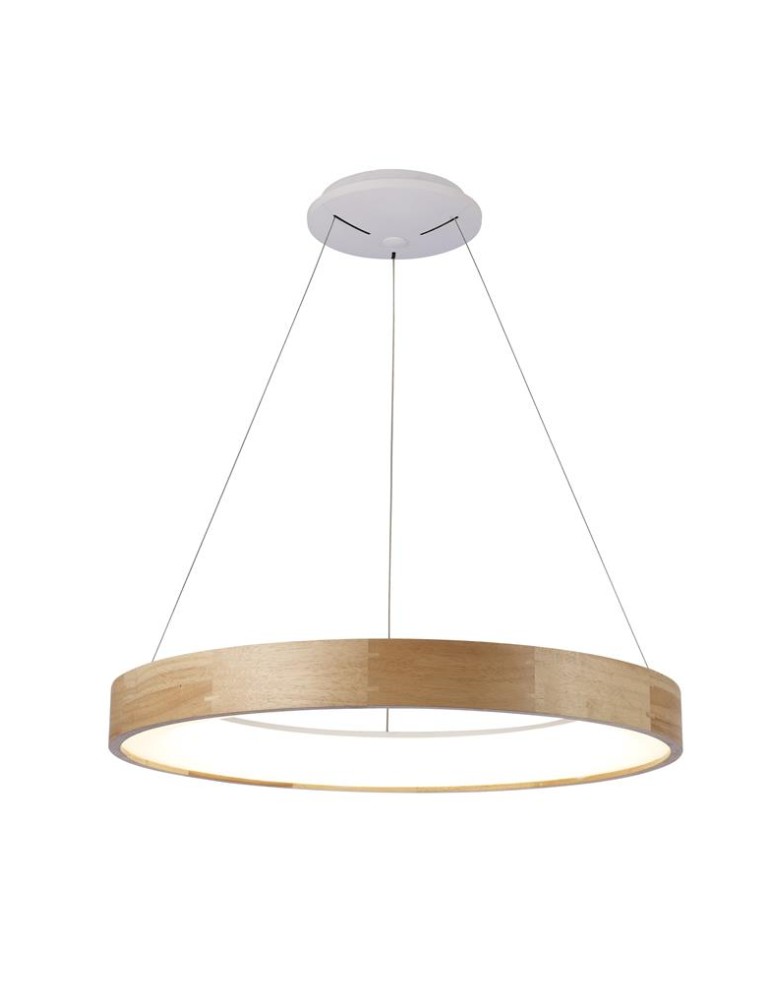 Lampy wiszące LED - Azzardo SILVAM 65 PENDANT 1xLED Wisząca Drewno/Biały AZ2699 - produkt kolory-swiatla.pl 1