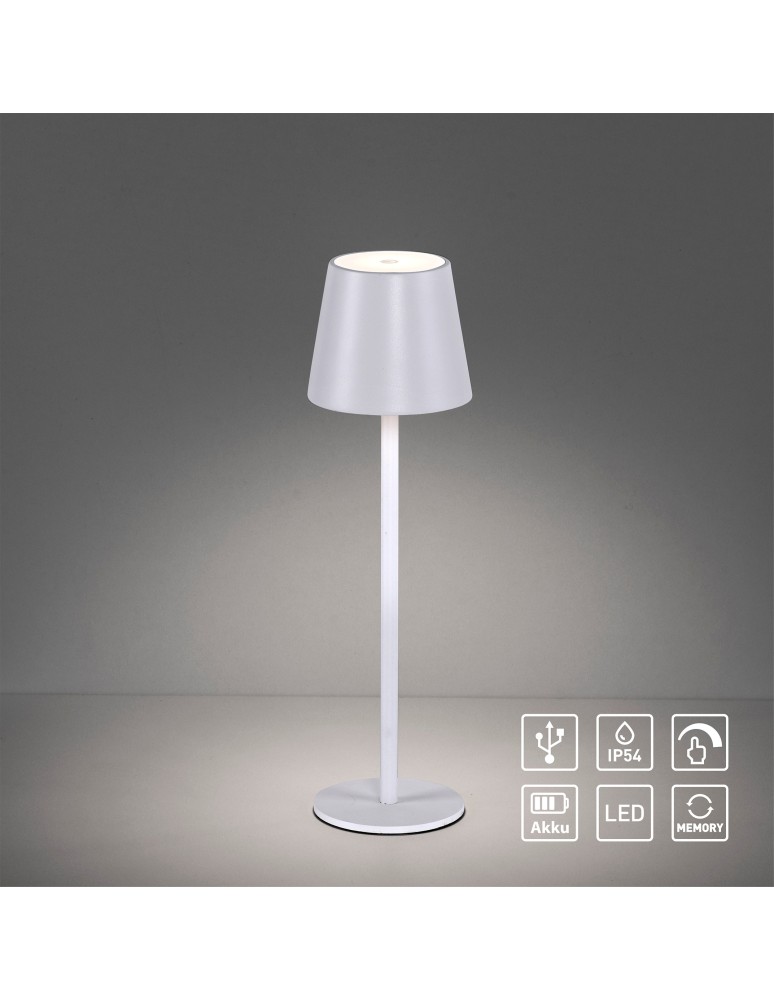Lampy ogrodowe przenośne - Leuchten Direkt Euria Lampa Przenośna Ip54 Ładowana Usb Ściemnialna Dotykowo Biały 19250-16 - product kolory-swiatla.pl 2
