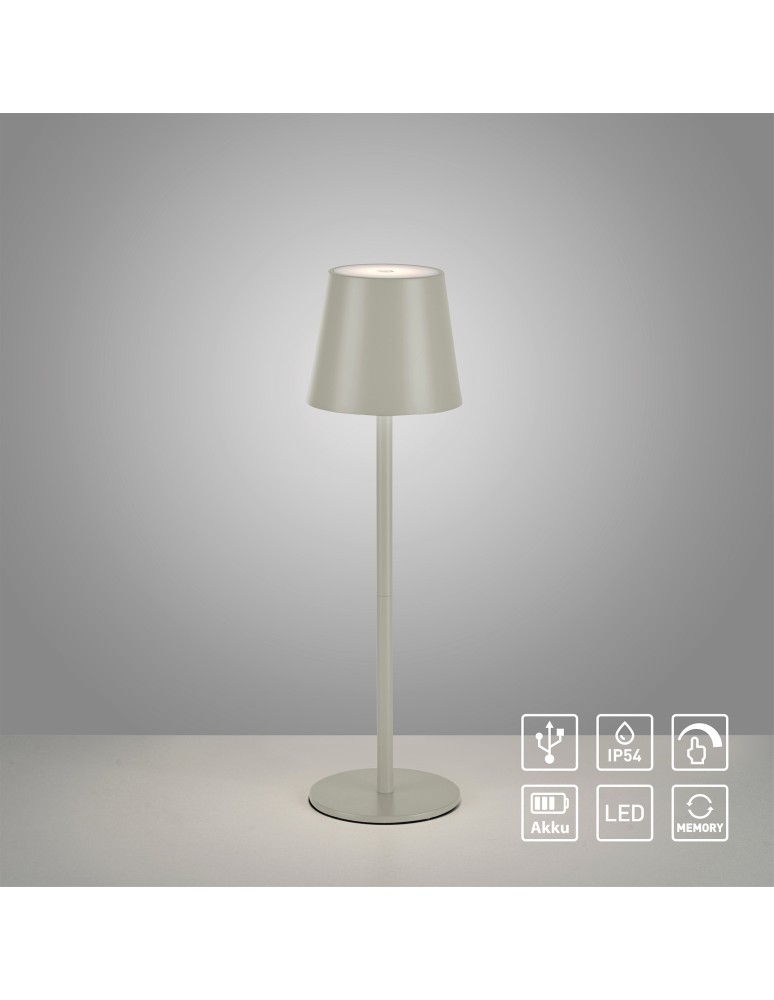 Lampy ogrodowe przenośne - Leuchten Direkt Euria Lampa Przenośna Ip54 Ładowana Usb Ściemnialna Dotykowo Beżowy / Szary 19250-40 - product kolory-swiatla.pl 2