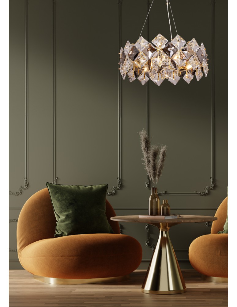 Lampy wiszące glamour - Zuma Line Tiara Lampa Wisząca Złoty / Przezroczysty+Dymiony 9864-500 - product kolory-swiatla.pl 2