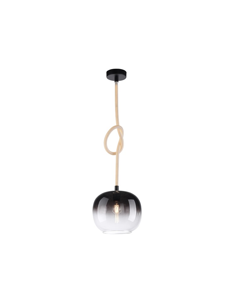 Lampy wiszące - Paul Neuhaus Luma 1 Wisząca Podświetlany Przewód Szklany Klosz E27 Czarny 2410-18 - product kolory-swiatla.pl 2