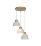Lampy wiszące w stylu skandynawskim - Zuma Line ORLO BIAŁY/DREWNO P21031M-3R WISZĄCA - product 1