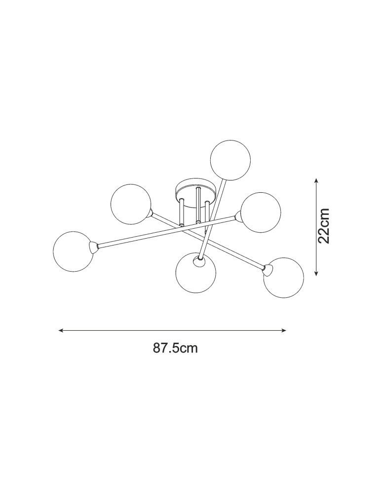 Lampy sufitowe kule - Zuma Line BASIS CZARNY MATOWY/DYMIONY CL22017A-6 SUFITOWA - product kolory-swiatla.pl 2
