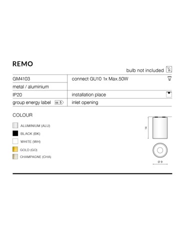 Azzardo REMO WHITE 1xGU10 Natynkowa Biały AZ0819 - produkt 2