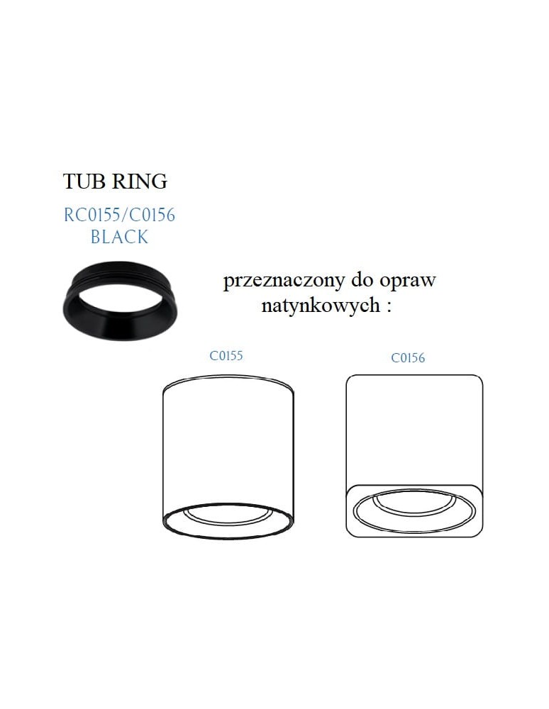 Pierścienie - Maxlight Black Pierścień Ozdobny Czarny Do Tub RC0155/C0156 BLACK - product kolory-swiatla.pl 2
