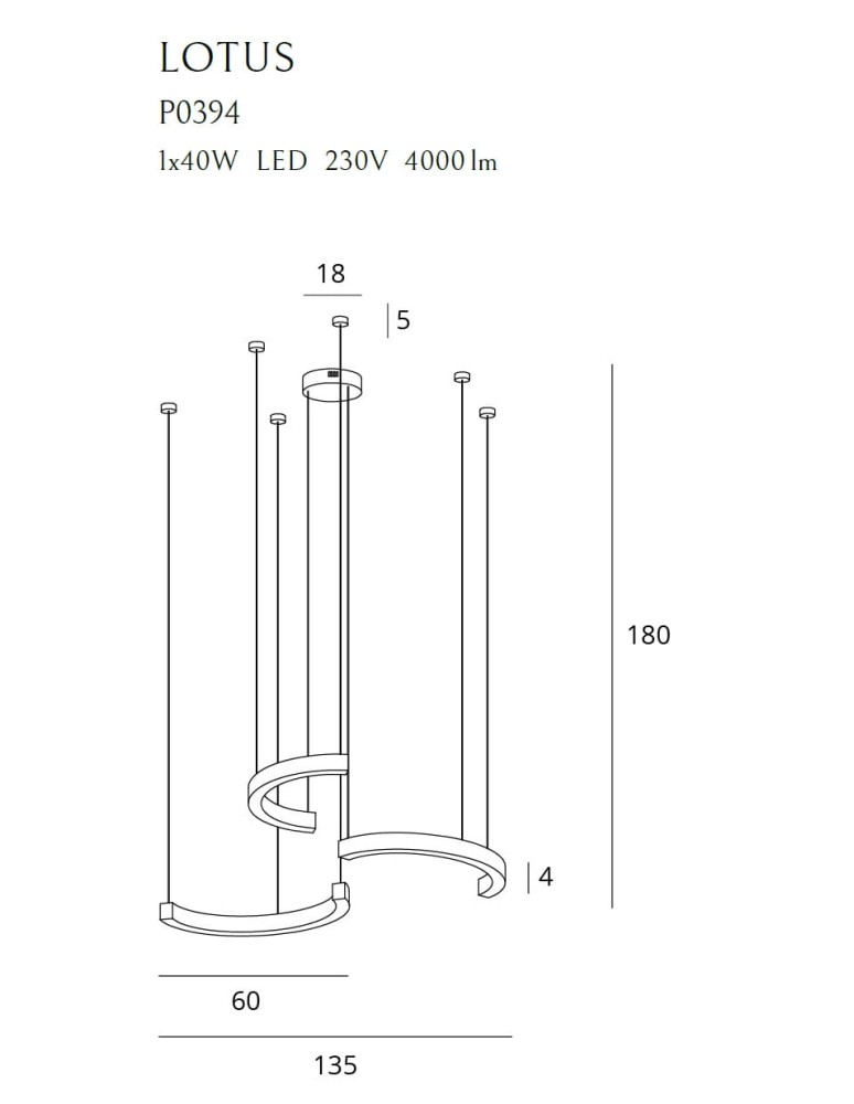 Lampy wiszące - Maxlight Lampa Wisząca Lotus 40W Złota Ściemnialna P0394D - product kolory-swiatla.pl 4