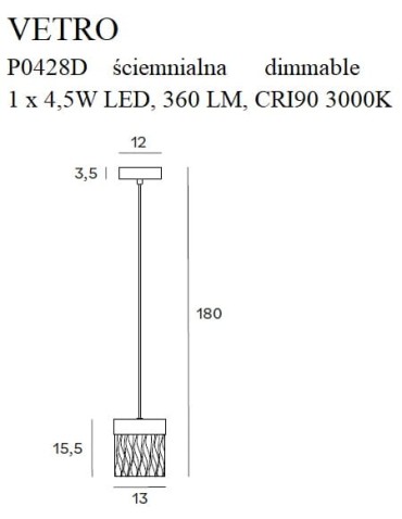 MAXLight Vetro P0428d Lampa Wisząca - produkt 2