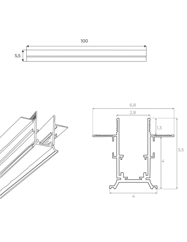 Szyny magnetyczne - Maxlight Szyna Magnetyczna Podtynkowa, 1 Metr, Czarna MT0006 - product kolory-swiatla.pl 3