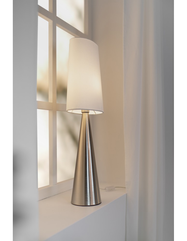 Lampy stołowe w stylu skandynawskim - Markslojd CONUS Stołowa 1L Nikiel Satynowy/Biały Przełamany 108624 - product kolory-swiatla.pl 2