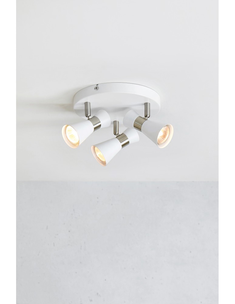 Lampy sufitowe regulowane - spoty - Markslojd FOLIE Sufitowa Okrągła 3L Biały/Nikiel Satynowy 108628 - product kolory-swiatla.pl 2