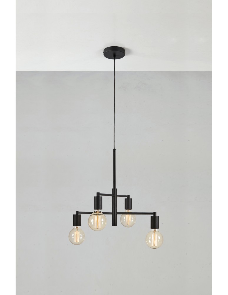 Lampy wiszące w stylu skandynawskim - Markslojd CIELO Wisząca 4L Piaskowany/Matowy Czarny 108716 - product kolory-swiatla.pl 2