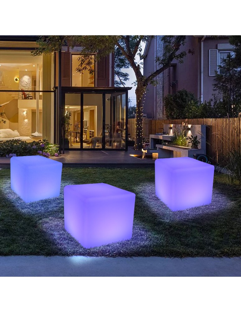 Step Into Design Lampa ogrodowa kostka CUBIC L LED RGBW 16 kolorów 43 cm ES-C4343