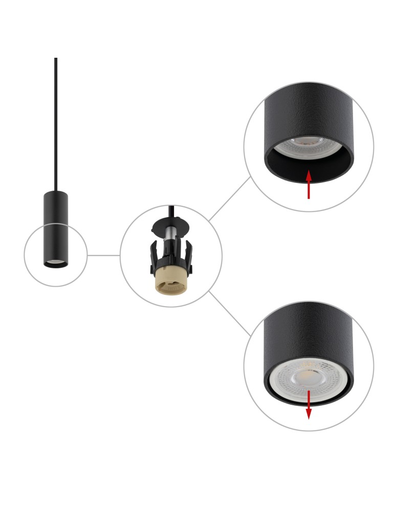 Nowodvorski FOURTY S  Sufitowa Wisząca Max moc 10W only LED GU10 R35 Czarny 10765