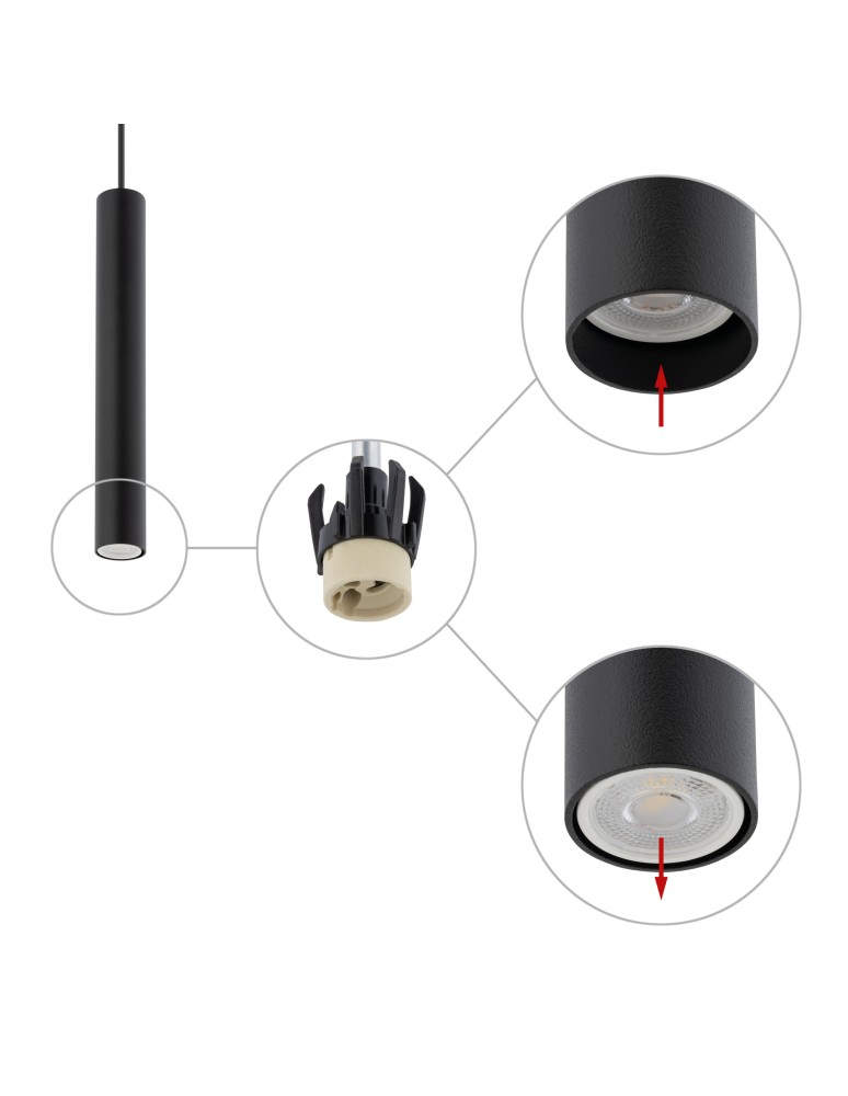 Nowodvorski FOURTY M  Sufitowa Wisząca Max moc 10W only LED GU10 R35 Czarny 10771