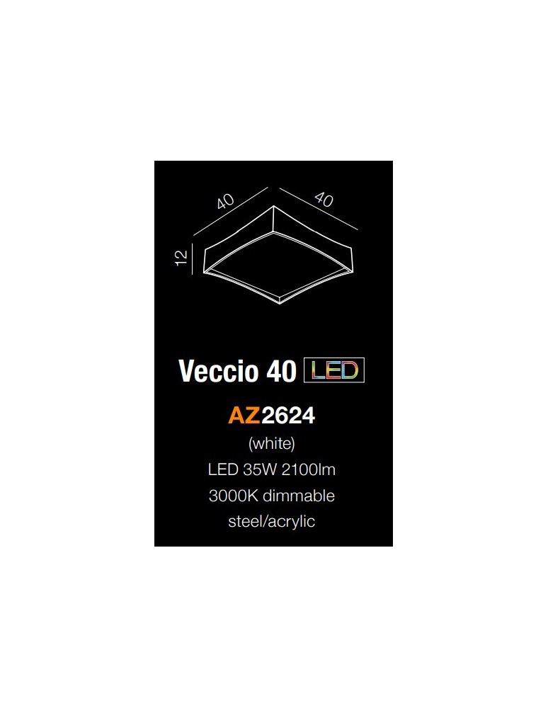 Plafony kwadratowe - Azzardo VECCIO 50 WHITE 1xLED Sufitowa Biały AZ2625 - product kolory-swiatla.pl 3