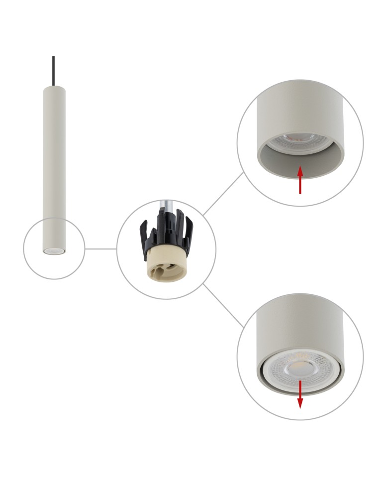 Nowodvorski FOURTY M  Sufitowa Wisząca Max moc 10W only LED GU10 R35 Szary 10902
