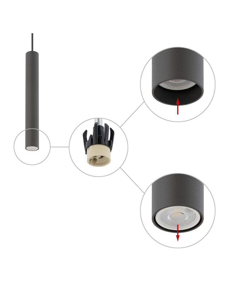 Nowodvorski FOURTY M  Sufitowa Wisząca Max moc 10W only LED GU10 R35 Szary 10903