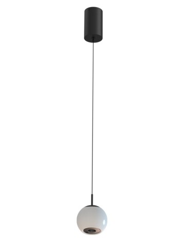 YASKR Lampa Wisząca Iliso 1xLED czarna PL0148  Białe Szkło, Czarny
