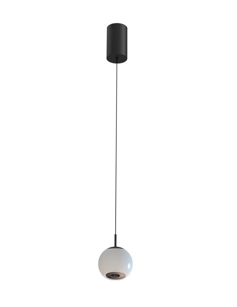 YASKR Lampa Wisząca Iliso 1xLED czarna PL0148 Białe Szkło, Czarny YASKR Lampa Wisząca Iliso 1xLED czarna PL0148 Białe Szkło, Czarny
