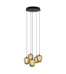 Lampy wiszące 5 punktowe - YASKR Lampa Wisząca Keso Round 5xLED czarna PL0142-5  Czarny - product 1