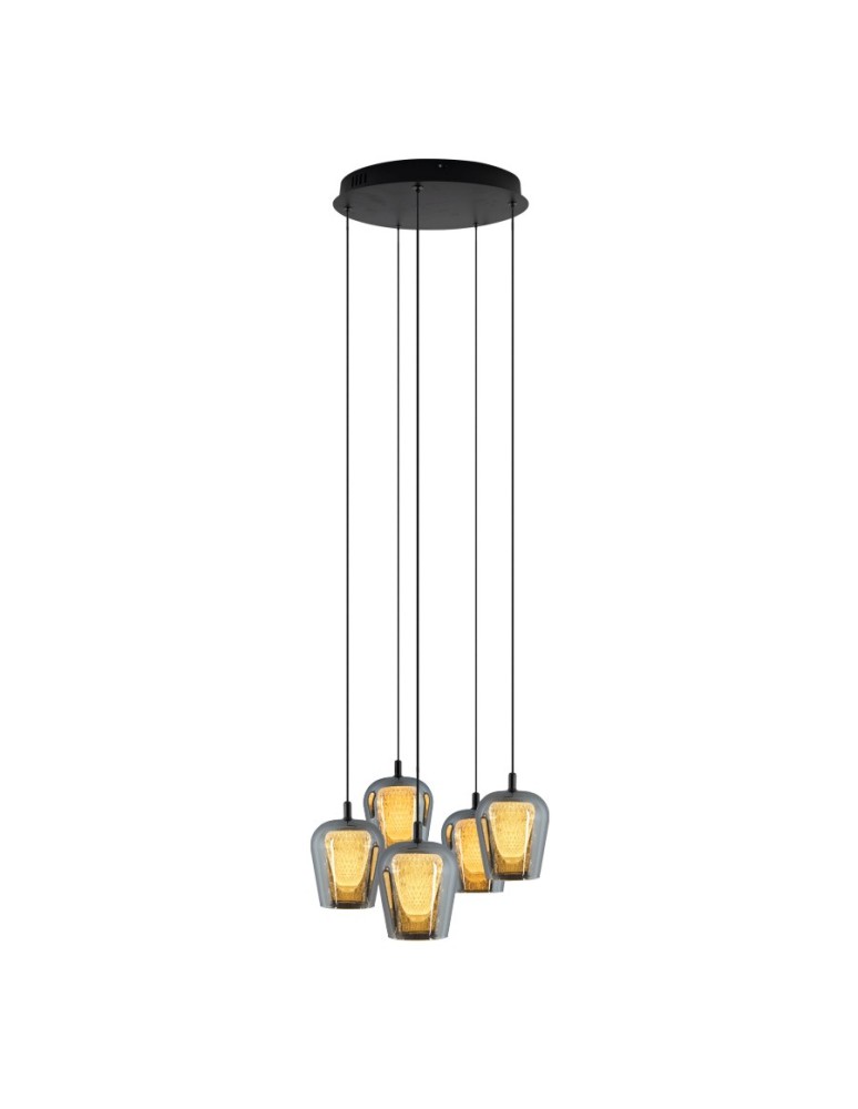 YASKR Lampa Wisząca Keso Round 5xLED czarna PL0142-5  Czarny